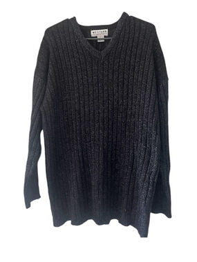 Vintage Western Connection Black Metallic Silver Oversize Pullover Sweater M